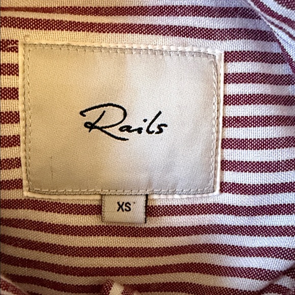 Rails Heart Embroidered Striped Long Sleeve Button Down Shirt Size XS - Picture 8 of 9